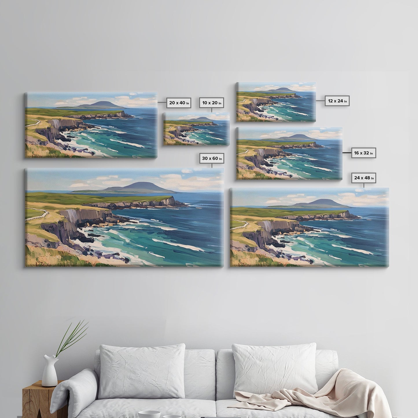 Abstract Ireland Landscape Painting Print | Cliffs of Moher | Ready To Hang | Framed or Unframed Landscape Painting | Original Wall Art