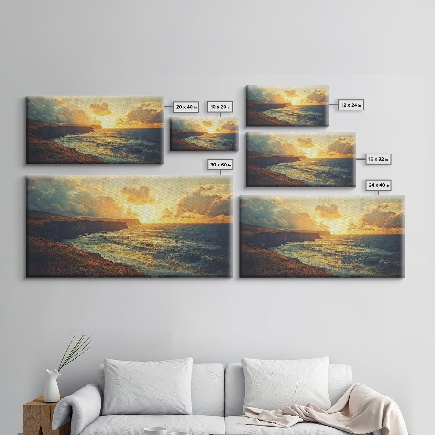 Cliffs of Moher Framed Canvas Print, Ireland Painting, Ireland Decor, Ireland Wall Art, Living Room Home Decor