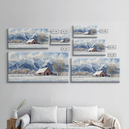 Winter Cabin Oil Painting Print - Rustic Farmhouse Decor - Modern Farmhouse - Cabin Decor - Rural America Oil Painting Print