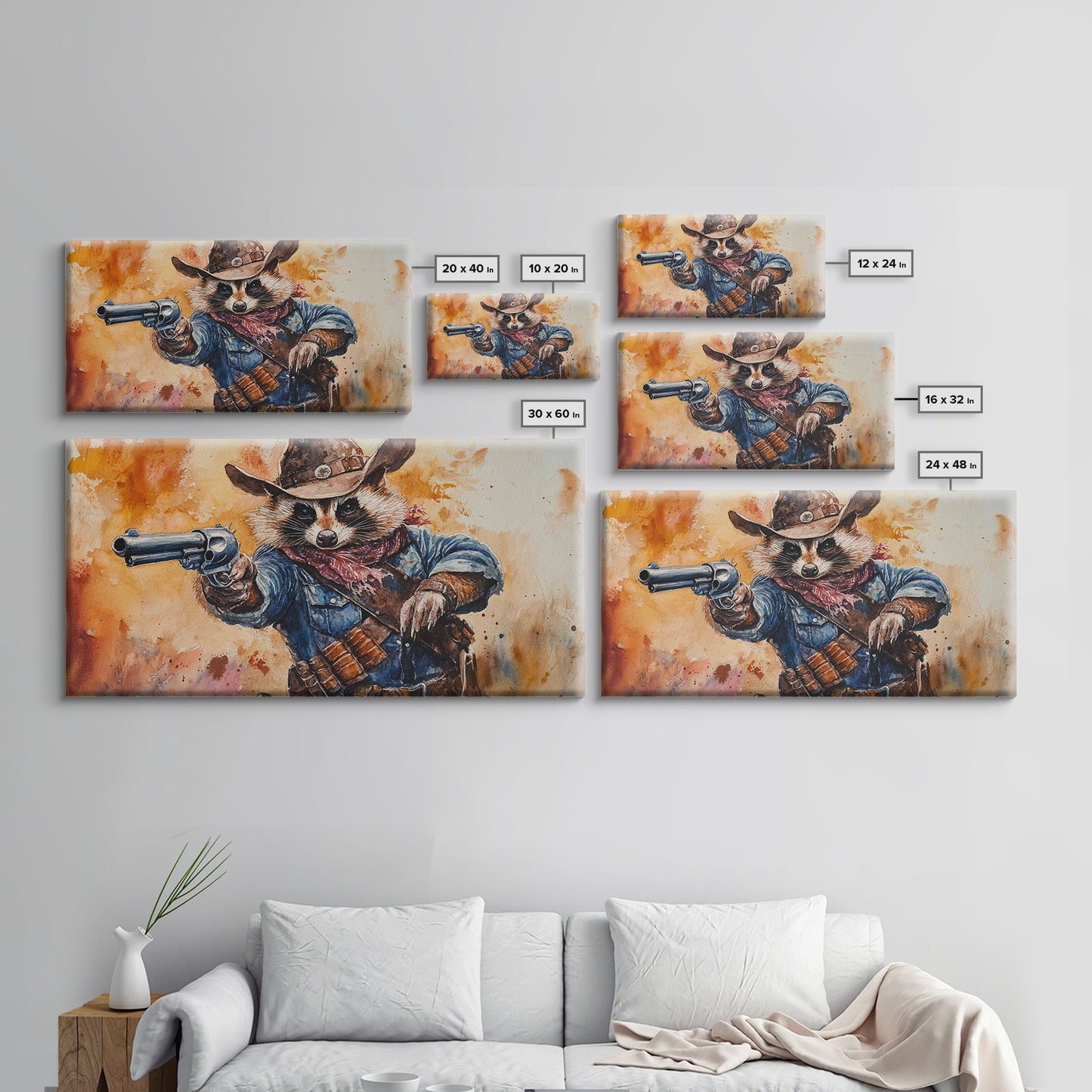 The Raccoon Cowboy - Framed Canvas Print - Raccoon Art - Trash Panda Cowboy