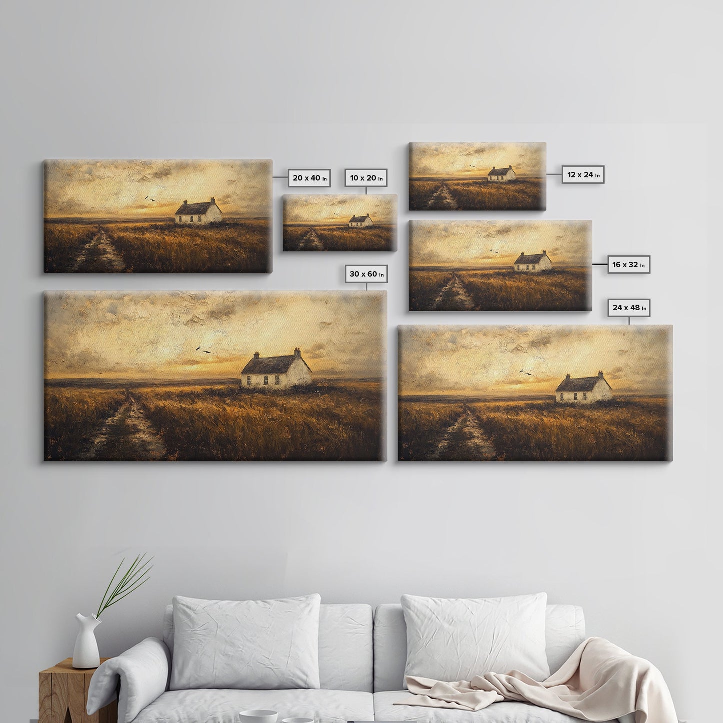 Retro Vintage Farmhouse Painting Print, Cute Rustic Boho Wall Art, Modern Farmhouse Oil Painting Wall Art for Living Room