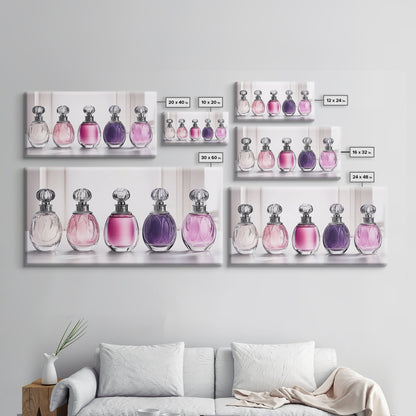 Perfume Bottles Canvas Print, Preppy Dorm Room Decor, Perfume Bottles Painting, Girl's Room Art, Gift For Her, Gift For Daughter or Mom