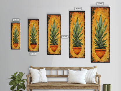 Vibrant Agave in Terra Cotta Framed Canvas Print Rustic Decor Agave Painting Botanical Prints Kitchen Wall Art