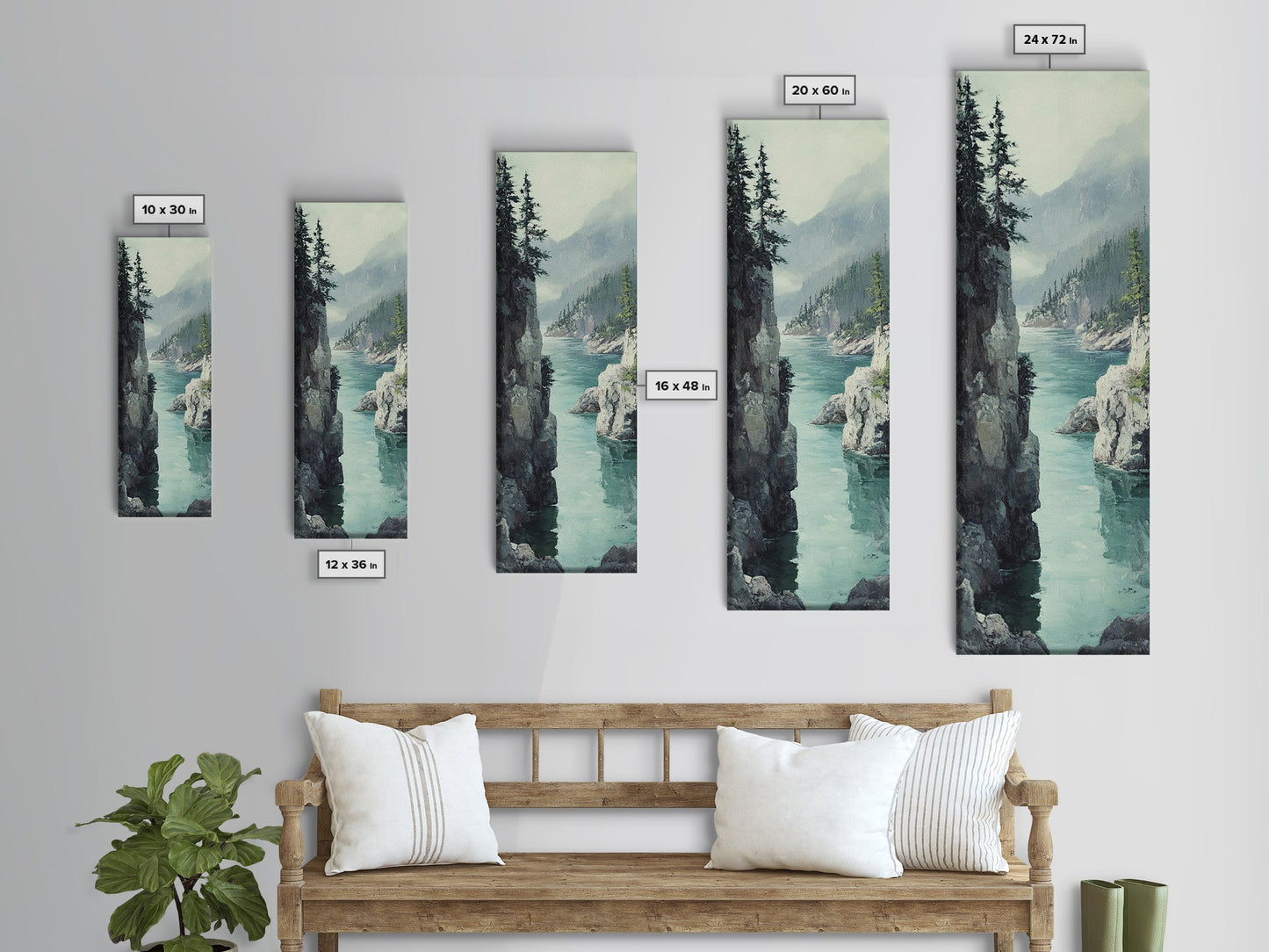 Framed Canvas Print Coastal Landscape Art Nautical Decor Tall Narrow Art Beach House Wall Art Perfect Above Couch Nautical Wall Art