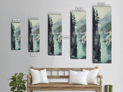 Framed Canvas Print Coastal Landscape Art Nautical Decor Tall Narrow Art Beach House Wall Art Perfect Above Couch Nautical Wall Art