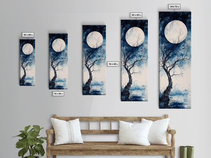 Canvas Print Full Moon with Tree Art, Dark Romance Rustic Wall Decor, Unique Above Couch Art, Moody Bedroom Decor Gift Idea
