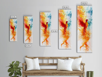 Ethereal Phoenix Rising from the Ashes in Subtle Pastel Shades – Mystical Bird Canvas Print, Ideal Wall Art for Calm and Cozy Spaces