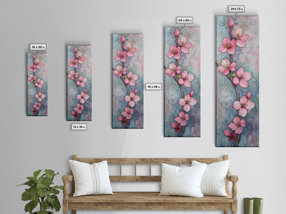 Delicate Cherry Blossom Branch Painting - Canvas Print for Floral Wall Art, Botanical Decor, Pink Bloom Art, Spring Wall Decor, Nature Print