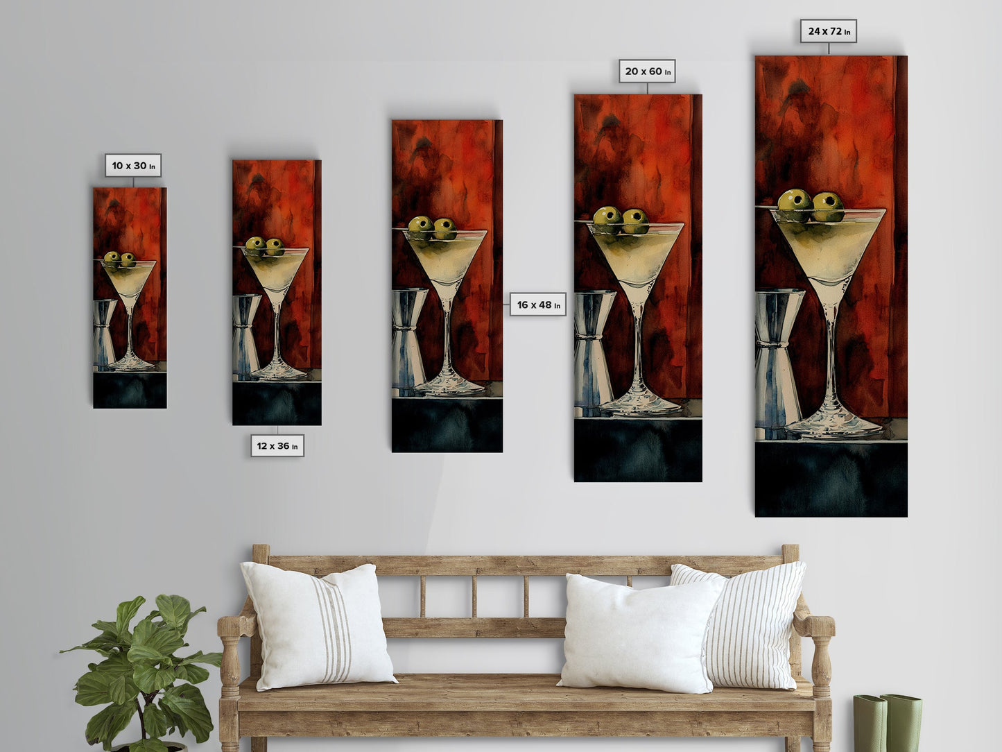 Classic Olive Martini Glass, Retro Bar Art, Espresso Martini Wall Art, Mid-Century Vibe Canvas Print, Moody Kitchen Decor
