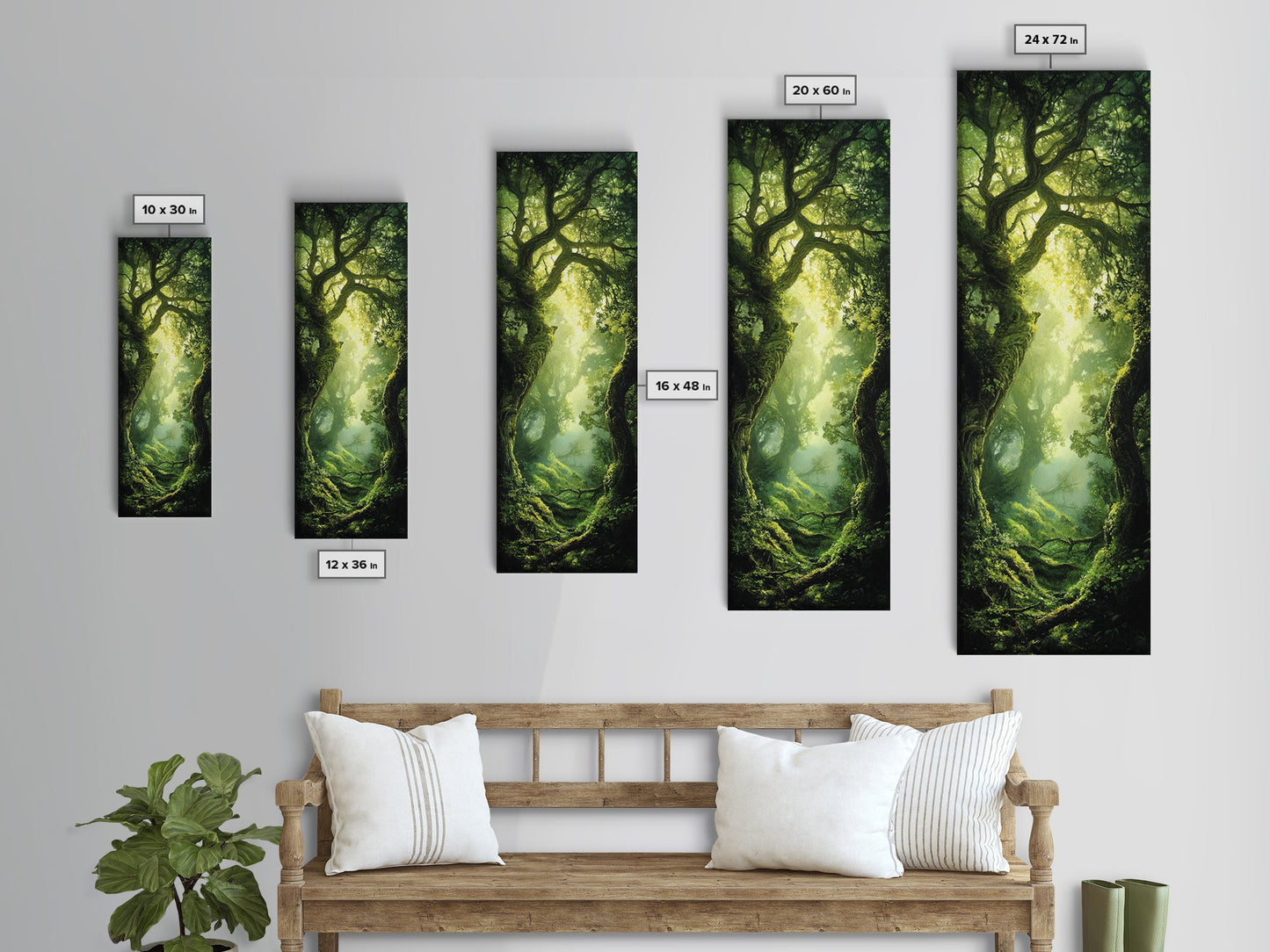 Light Twists Through the Bent Trees, Framed Canvas Print, Accent Piece Wall Art, Fantasy Landscape Painting