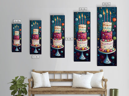 Cute Painting Print of a Birthday Cake - Framed Canvas - Preppy Dorm Room Decor - Wedding Decor - Birthday Cake Wall Art - Kitchen Decor