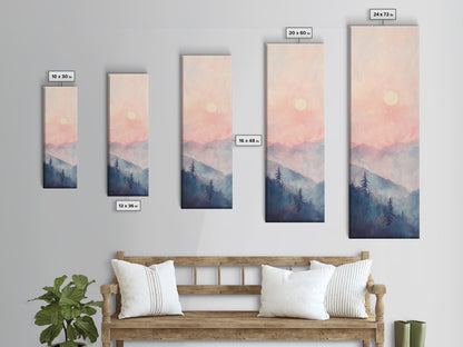 Sunset Over the Blue Ridge Mountains, Framed Canvas Print, Blue Ridge Mountains Painting, Home Decor, Ready To Hang Art, Mountain Painting