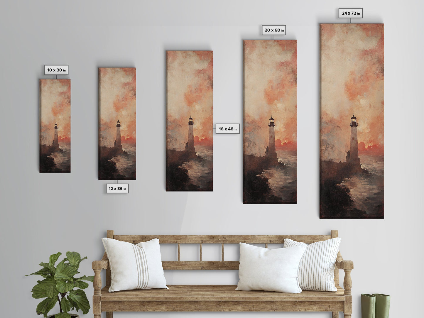 Lighthouse Wall Art Framed Canvas Print - Sunset Wall Art - Coastal Decor - Nautical Decor