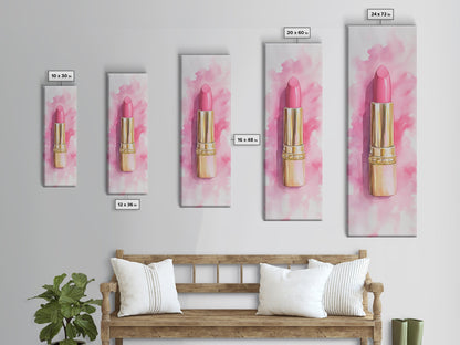 Pink Lipstick Canvas Print Feminine Pink Abstract Art Light Pink Wall Art Whimsical Art Rustic Decor Vertical Gift Idea Above Sofa