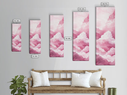 Dreamy Pink Clouds Canvas Print Light Pink Wall Art Vertical Living Room Art Minimalist Decor Bedroom Above Bed Wabi Sabi Art