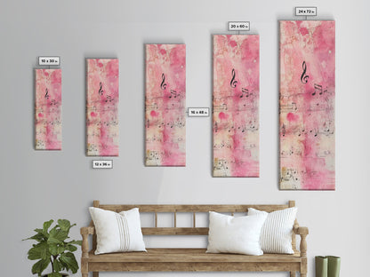 Musical Notes Abstract Canvas Print Pink Abstract Art Whimsical Art Rustic Decor Gift Idea Music Lovers Light Pink Wall Art