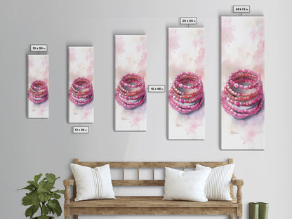 Gemstone Stack Canvas Print Whimsical Watercolor Art Pink Crystal Wall Art Bedroom Decor Gem Lover Unique Living Room Art