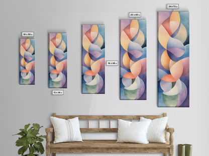 Bright Abstract Swirls Framed Canvas Print Colorful Geometric Wall Art Minimalist Boho Art Vertical Home Accent Gift Idea