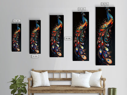 Whimsical Peacock Wall Art Canvas Print with Bold Modern Design and Boho Decor, Perfect Accent for Bedroom or Living Room Art
