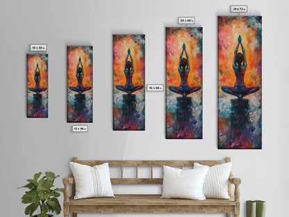 Yoga Art Framed Canvas Print Meditation Decor Zen Wall Art Vibrant Painting Vertical Art for Bedroom or Yoga Room
