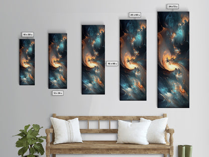 Radiant Sky Abstract Blue Wall Art Framed Canvas Print Coastal Decor Moody Wall Art Extra Wide Art Horizontal Panoramic