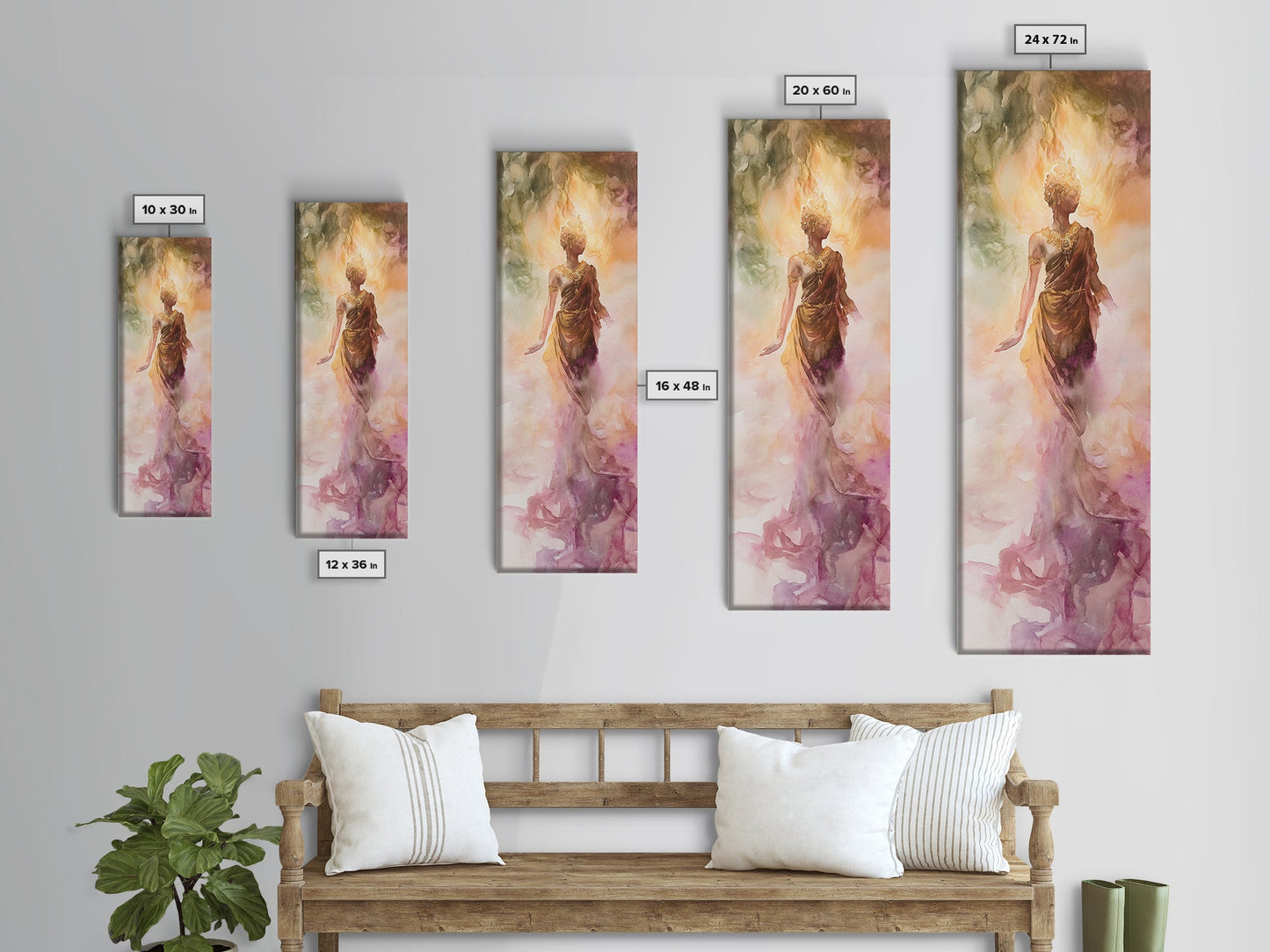 Ethereal Woman Canvas Print With Goddess Art, Light Pink Wall Art, Minimalist Art Perfect For Yoga Studio Or Feminine Spaces