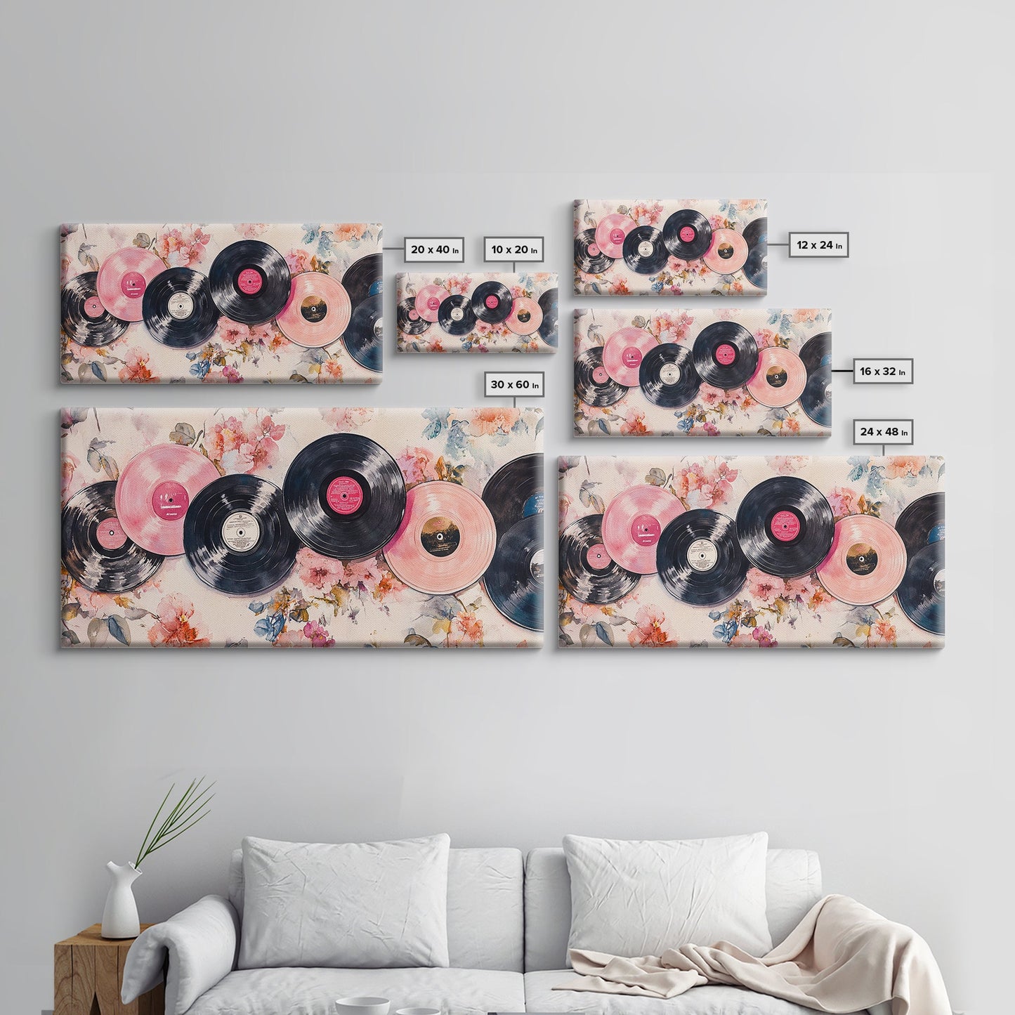 Vinyl Record Nostalgia Canvas Print Featuring Music Wall Art Retro Wall Art Pink Wall Art Moody Art Rustic Art Guest Room Living Decor