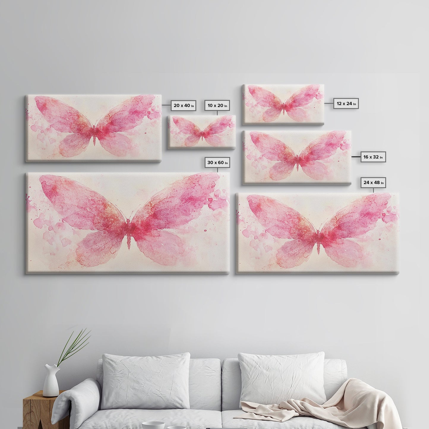 Pink Butterfly Canvas Print Whimsical Art Light Pink Wall Art Angel Art Prints Above Bed Wall Art Bedroom Decor Gift Idea