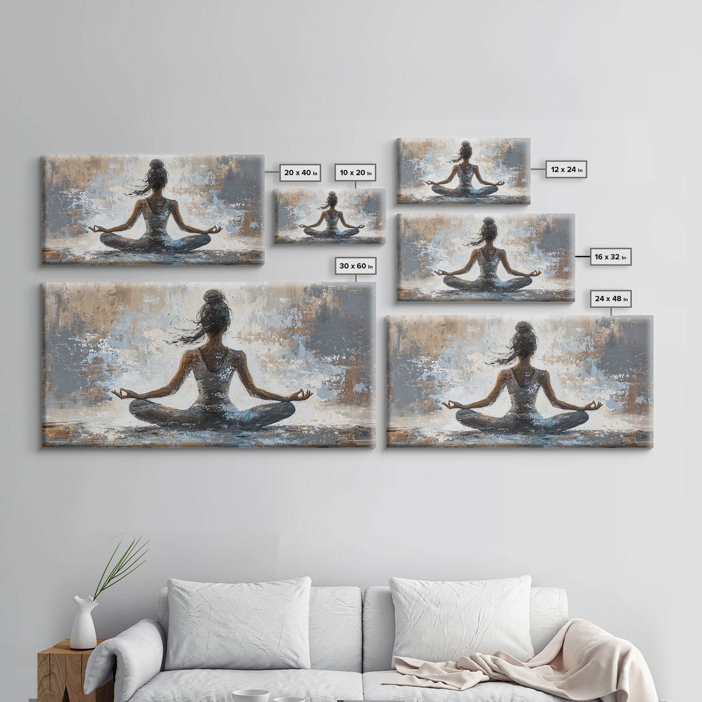 Yoga Pose Canvas Print Zen Abstract Meditation Wall Art Neutral Living Room Modern Therapy Art Gift Idea Unique Minimalist Decor