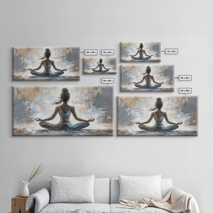 Yoga Pose Canvas Print Zen Abstract Meditation Wall Art Neutral Living Room Modern Therapy Art Gift Idea Unique Minimalist Decor