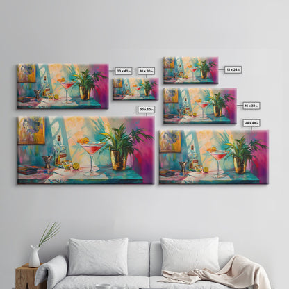 Martini Cocktail Canvas Print Colorful Bar Wall Art Vibrant Foodie Home Decor Gift Idea Kitchen Modern Party Drink Art Living Room