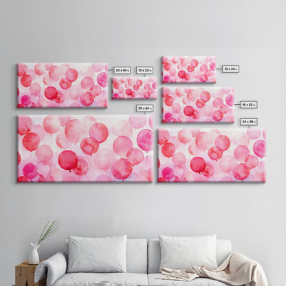 Pink Balloon Canvas Print - Light Pink Wall Art Boho Birthday Celebration Art Minimalist Decor Living Room Horizontal Art