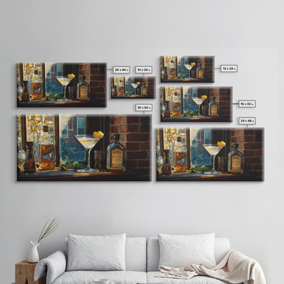 Rustic Martini Art Framed Canvas Print - Cozy Espresso Martini Wall Art - Fall Home Bar Decor - Kitchen Food Review Kitchen Art