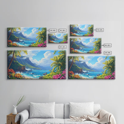 Tropical Beachscape Canvas Print Coastal Landscape Art Hawaii Decor Living Room Art Above Couch Art Nautical Wall Art Gift Idea
