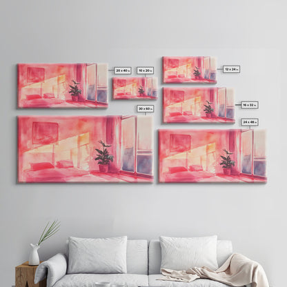 Sunny Bedroom Canvas Print Light Pink Wall Art Minimalist Decor Cherry Wall Art Therapy Art Rustic Bedroom Art Boho Art Gift Idea
