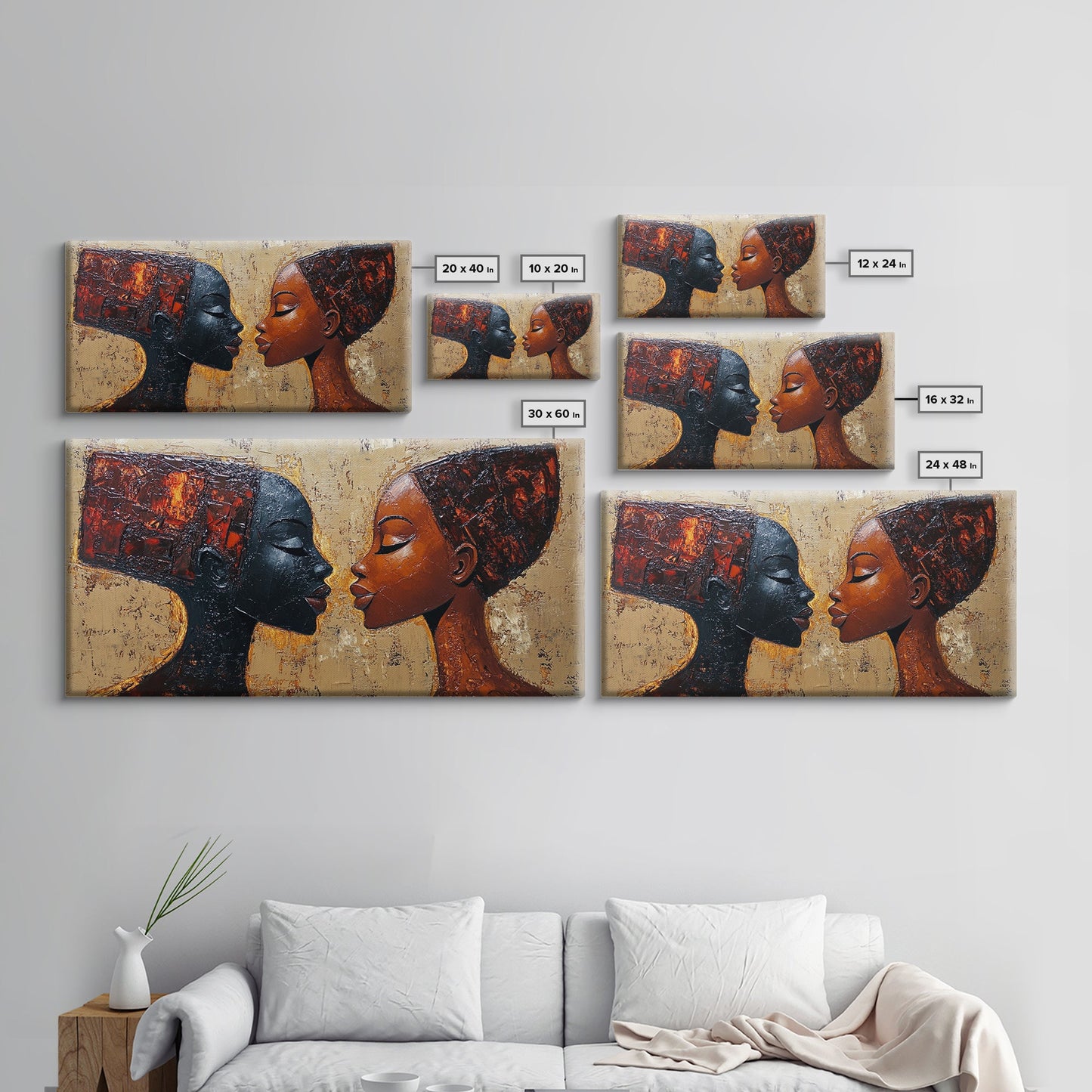 Bold African Women Framed Canvas Print, Afrocentric Art Wall Decor, Moody Bedroom Art, Unique Living Room Art Gift Idea