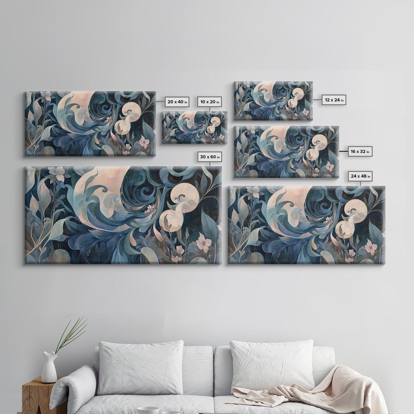 Floral Art Nouveau Canvas Print with Botanical Prints and Minimalist Art Stunning Sage Green Wall Art for Elegant Decor Spaces