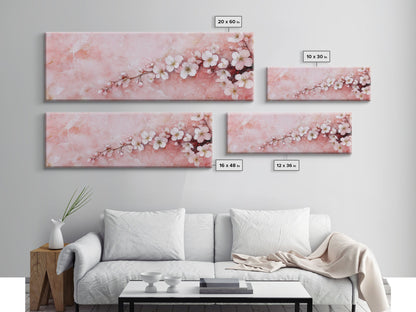 Cherry Blossom Branch Canvas Print, Light Pink Wall Art, Botanical Art, Bedroom Decor, Spring Floral Art, Rustic Wall Art