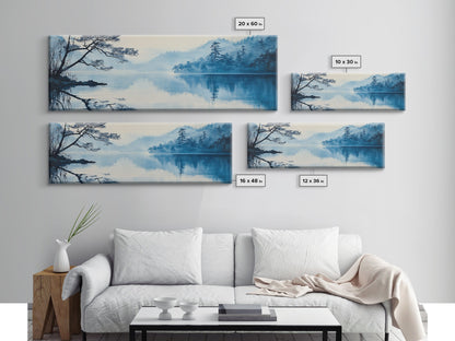 Serene Blue Lake Landscape Canvas Print, Pine Tree Art, Smoky Mountain Art, Coastal Landscape Art, Bedroom Art, Gift Idea For Him