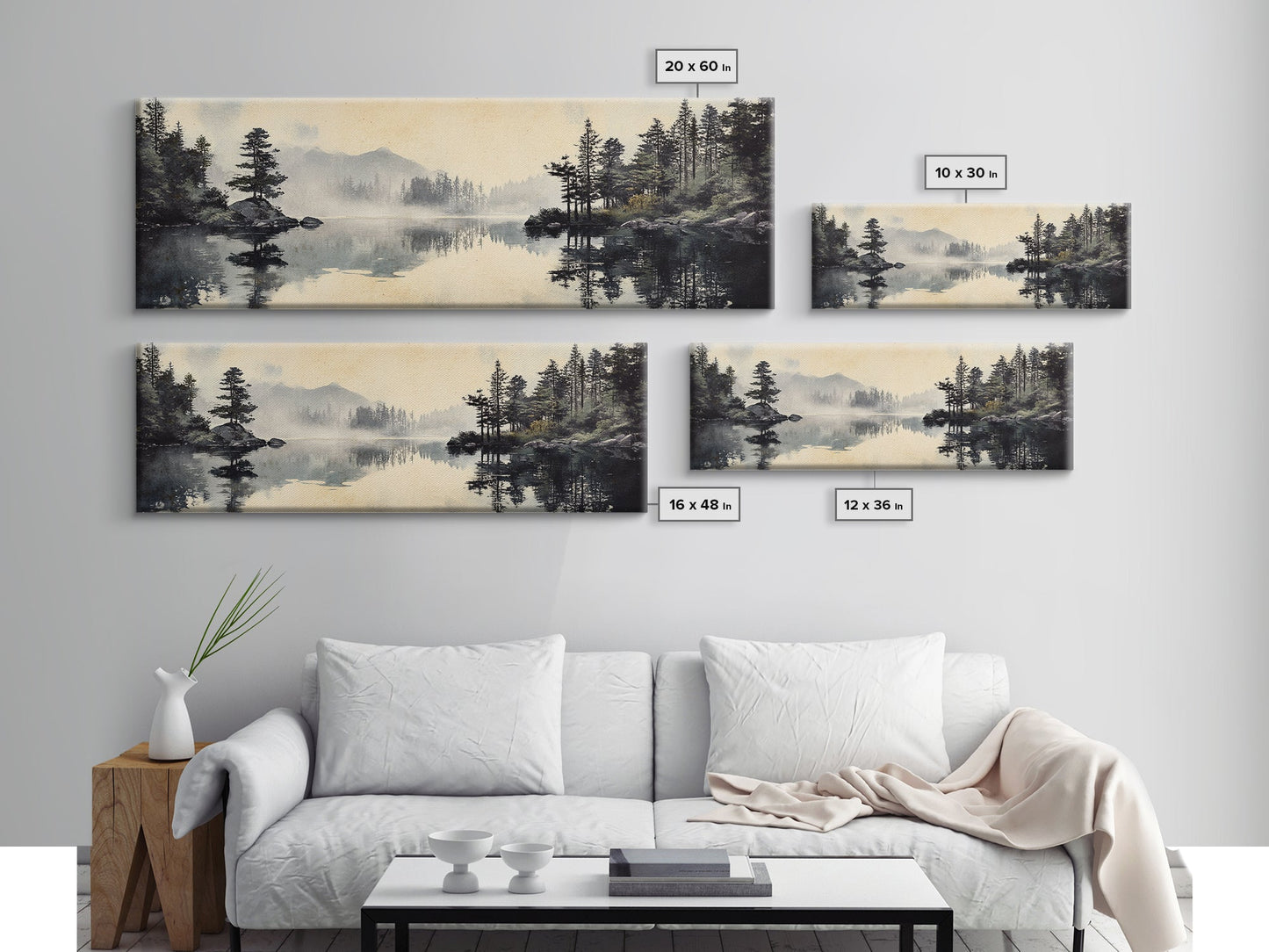 Tranquil Woodland Reflection Canvas Print, Lake Tahoe Art, Smoky Mountain Art, Coastal Landscape Art, Bedroom Art, Rustic Decor