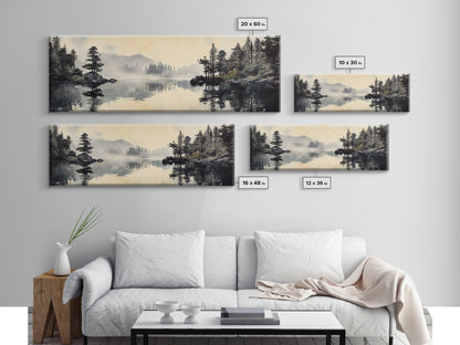 Tranquil Woodland Reflection Canvas Print, Lake Tahoe Art, Smoky Mountain Art, Coastal Landscape Art, Bedroom Art, Rustic Decor