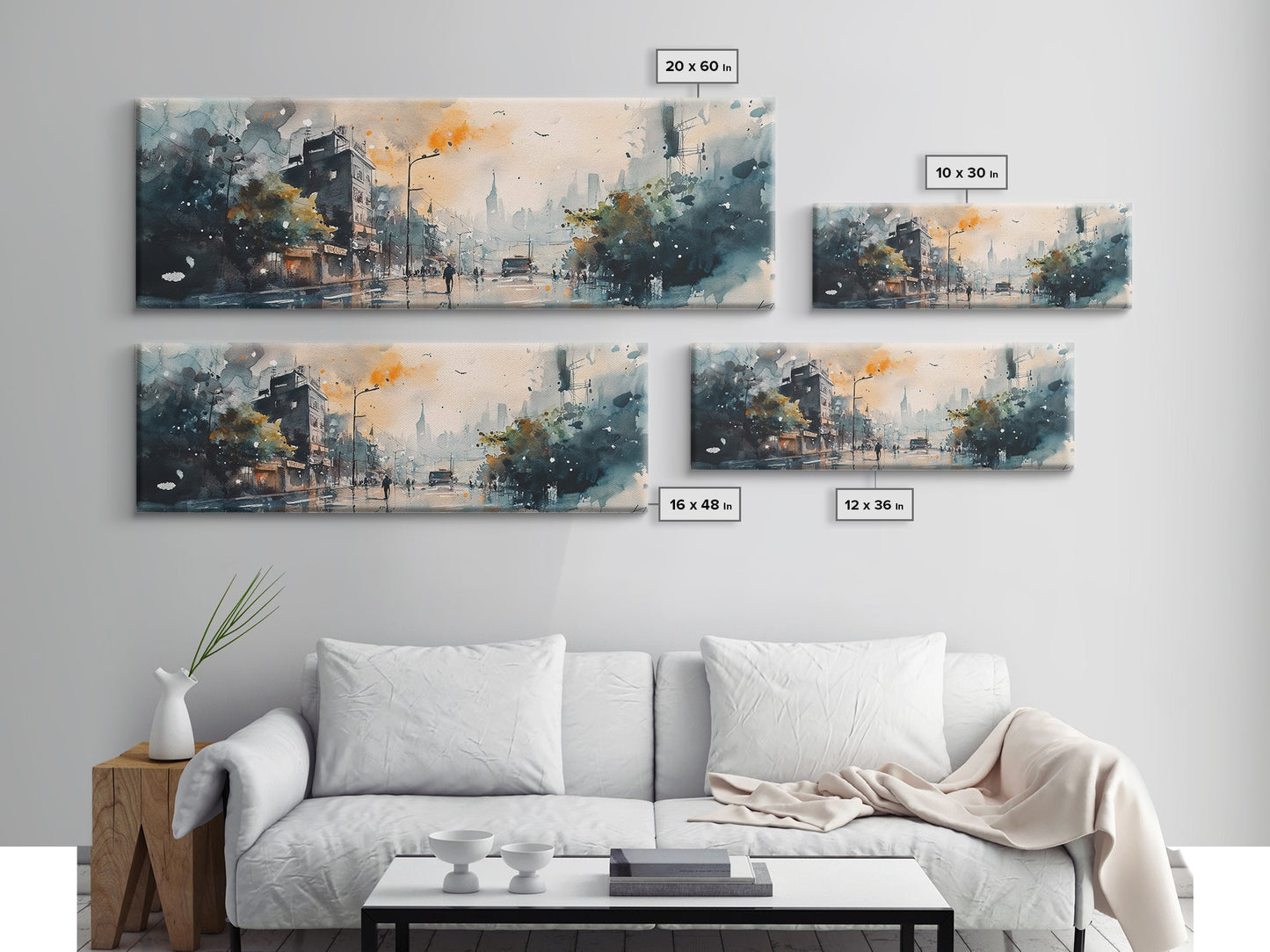 Moody Urban Streetscape Canvas Print, Lofi Art, Southwest Wall Art, Modern Cityscape Art, Above Couch Artwork, Urban Living Room Decor