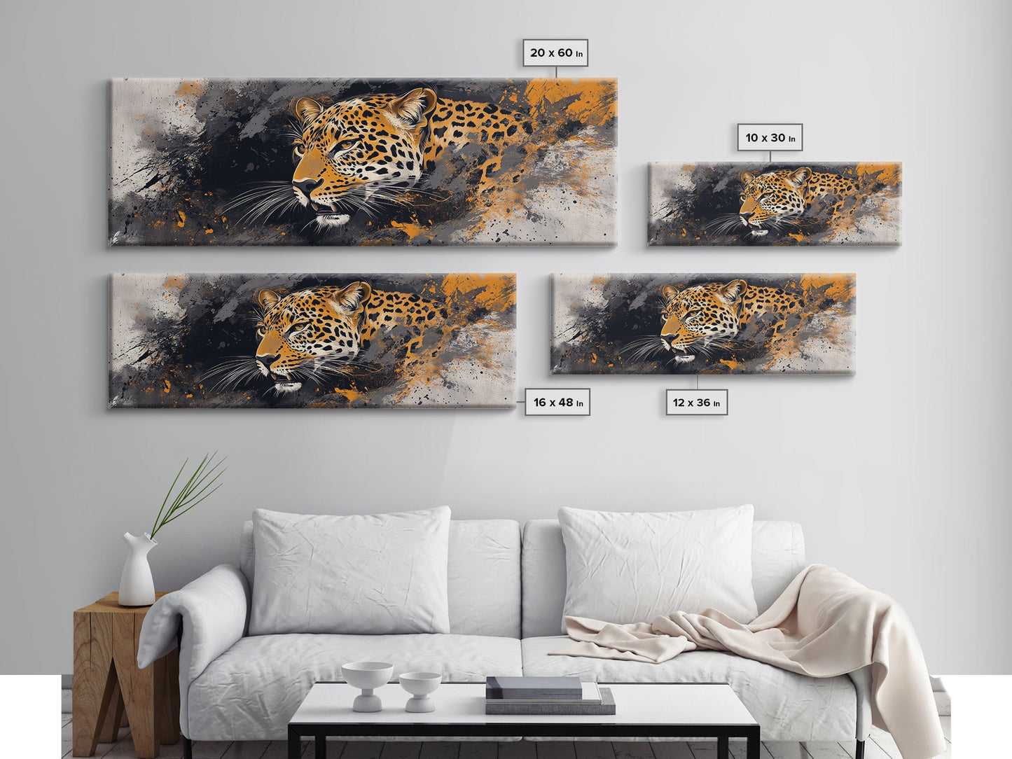 Dynamic Jungle Leopard Framed Canvas Print - Bold Wildlife Painting, African Wall Art, Safari Decor, Gift Idea For Him, Bedroom Wall Accent