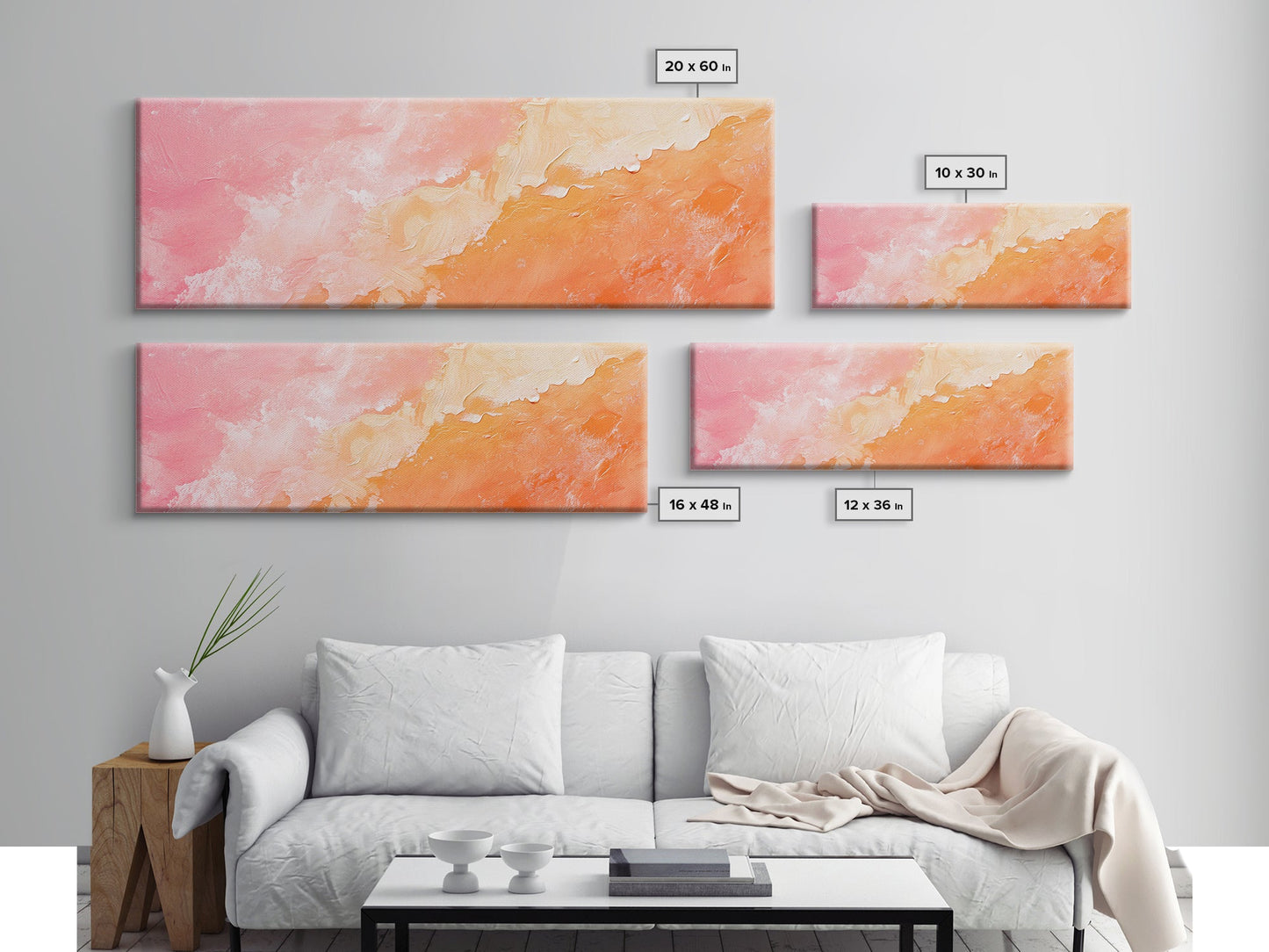 Textured Abstract Pink Canvas Print - Soft Peach and Coral Wall Art, Minimalist Fall Decor, Vibrant Pastel Bedroom Accent, Gift Idea