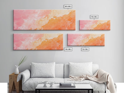 Textured Abstract Pink Canvas Print - Soft Peach and Coral Wall Art, Minimalist Fall Decor, Vibrant Pastel Bedroom Accent, Gift Idea