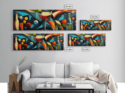 Abstract Martini Framed Canvas Print Espresso Martini Wall Art Modern Cocktail Art Kitchen Bar Decor Bold Geometric Wall Artwork