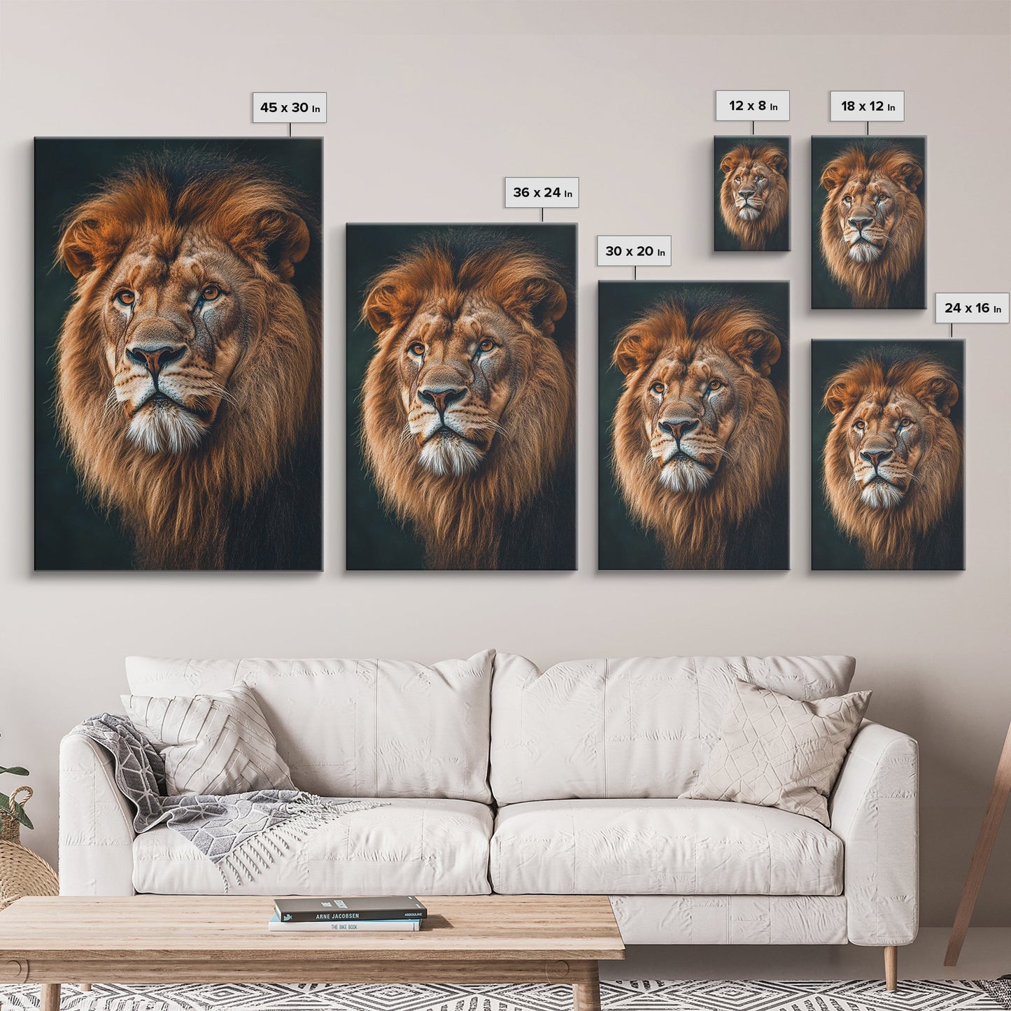 Majestic Lion Portrait Framed Canvas Print – African Art, Rustic Decor, Living Room Wall Art, Gift Idea Wildlife Inspired Home Art