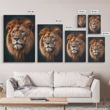 Majestic Lion Portrait Framed Canvas Print – African Art, Rustic Decor, Living Room Wall Art, Gift Idea Wildlife Inspired Home Art