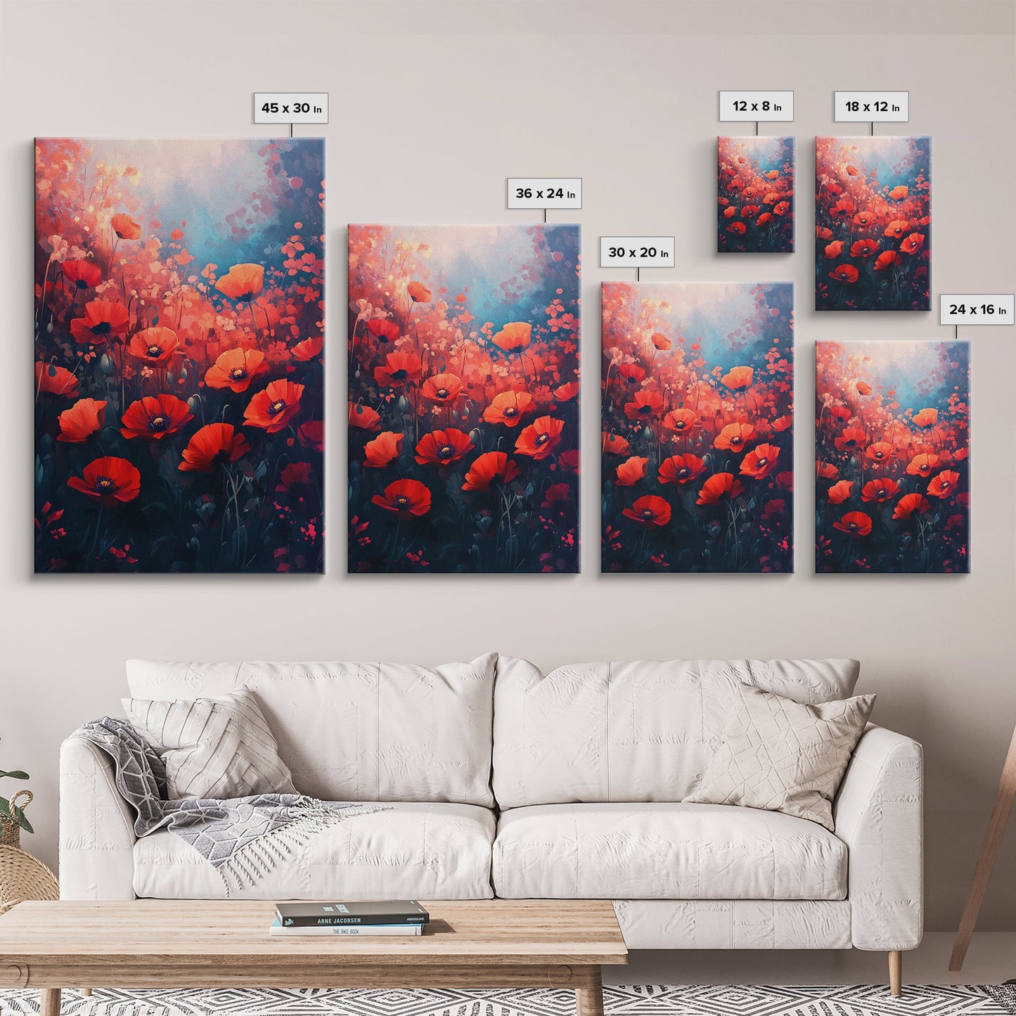 Vibrant Wildflower Framed Canvas Print, California Poppy Art, Rustic Bedroom Art, Boho Farmhouse Wall Decor, Gift Idea for Her