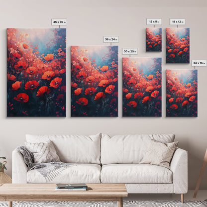 Vibrant Wildflower Framed Canvas Print, California Poppy Art, Rustic Bedroom Art, Boho Farmhouse Wall Decor, Gift Idea for Her